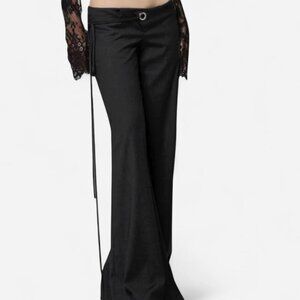 Women's Black Wide Leg Low rise Trousers
